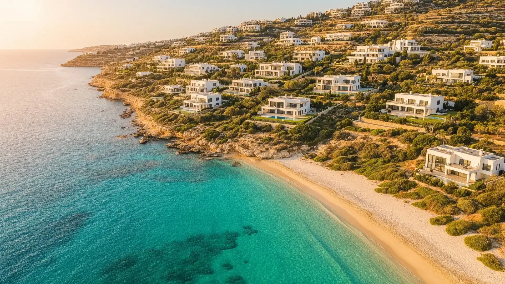 Cyprus Mediterranean coastline with luxury properties